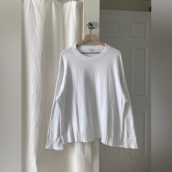 DONNI. The Cotton Knit Crewneck in Powder White - Picture 3 of 7